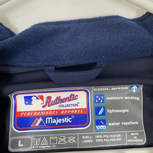 Boston Red Sox Jacket Mens Size L Blue Majestic Cool Base Windbreaker MLB - Picture 3 of 16